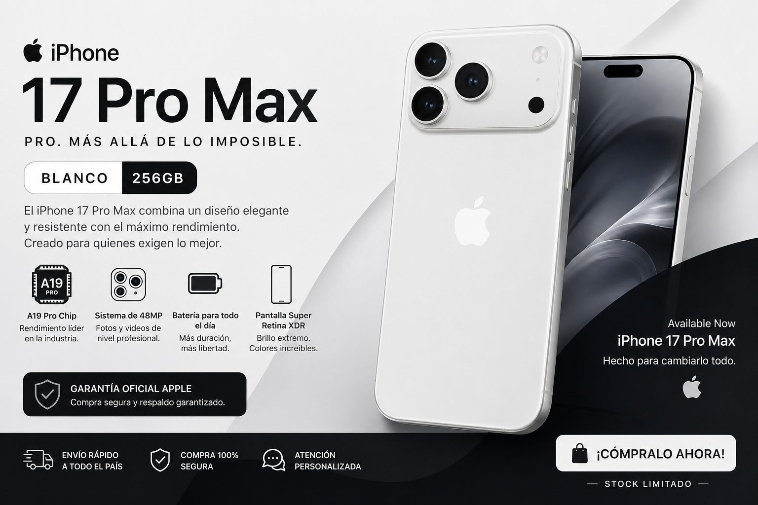 iPhone 17 Pro Max 256GB - Nuevo en Caja LL/A